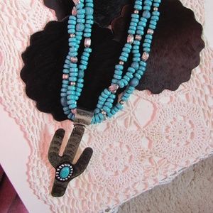 CACTUS & TURQUOISE NECKLACE BRAND NEW